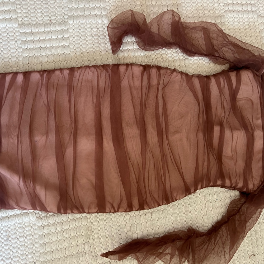 Fashion Nova Tan Mesh Dress